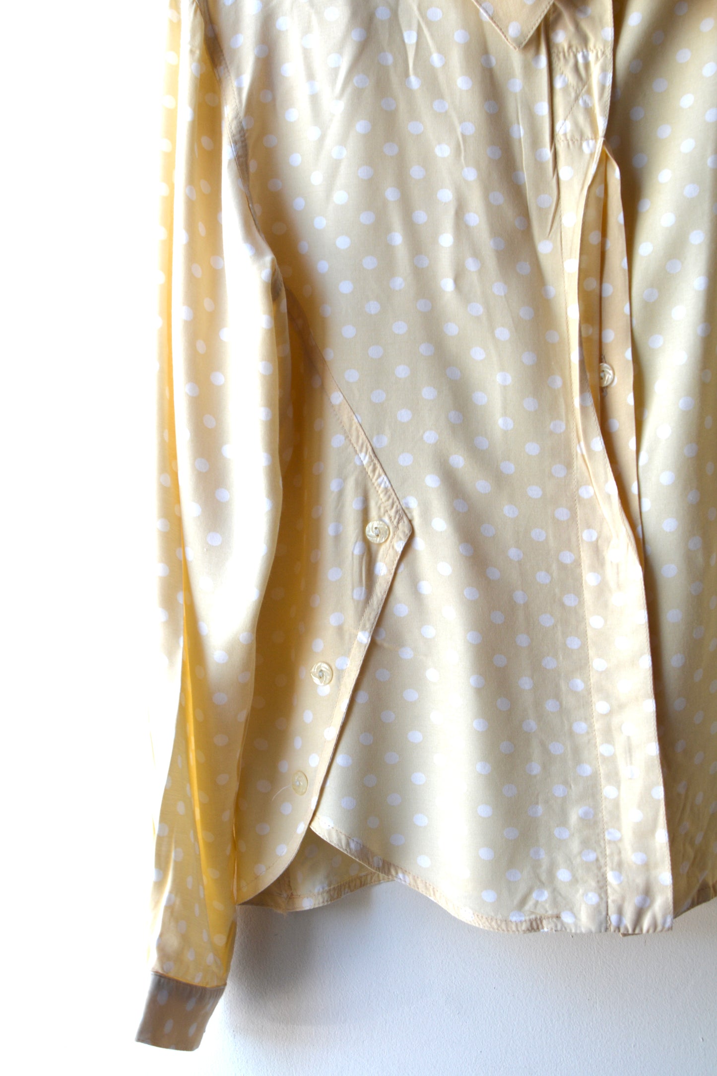 Camicia Vintage Watergate Sportwear Giallo Burro a Pois Bianchi