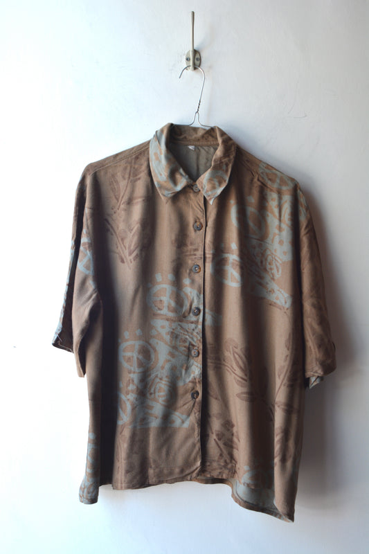 Camicia Vintage Jacquard Floreale Tabacco – Taglia M
