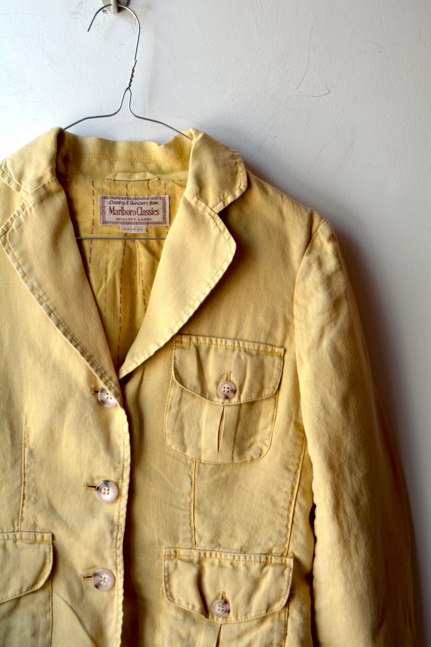 Blazer Safari Vintage Marlboro Classics Lino Giallo Senape Anni '90