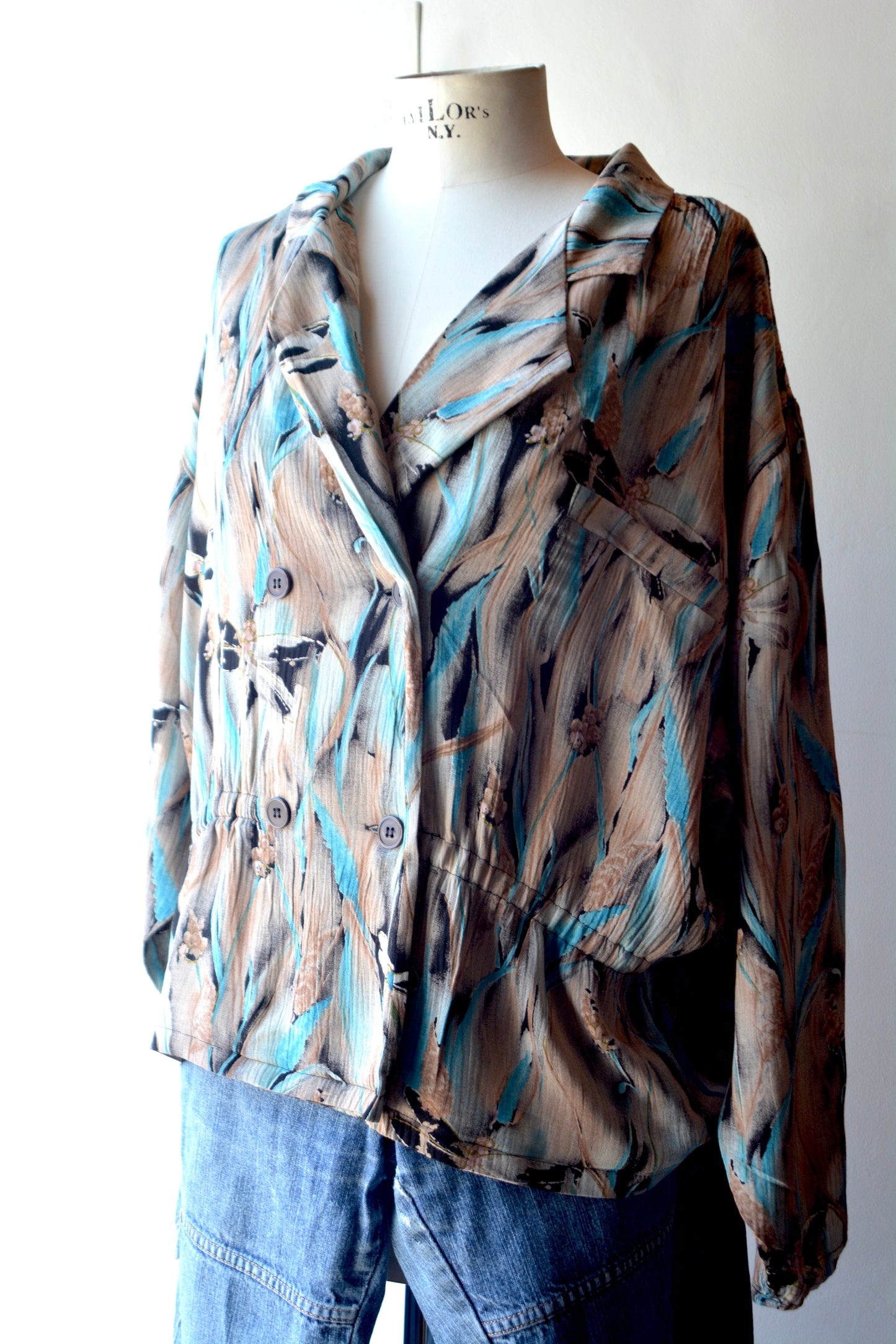 Giacca Vintage in Viscosa Stampa Astratta – Taglia 42