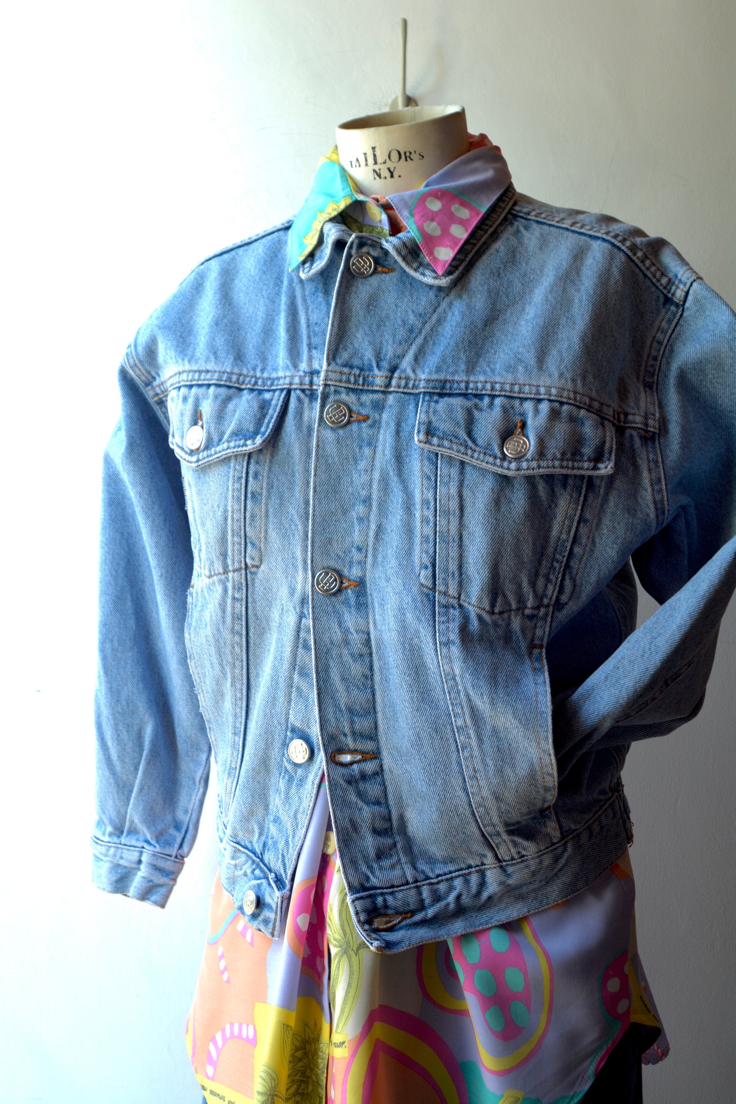 Giacca di Jeans Vintage Union Boy Denim Azzurro Lavato Anni '90