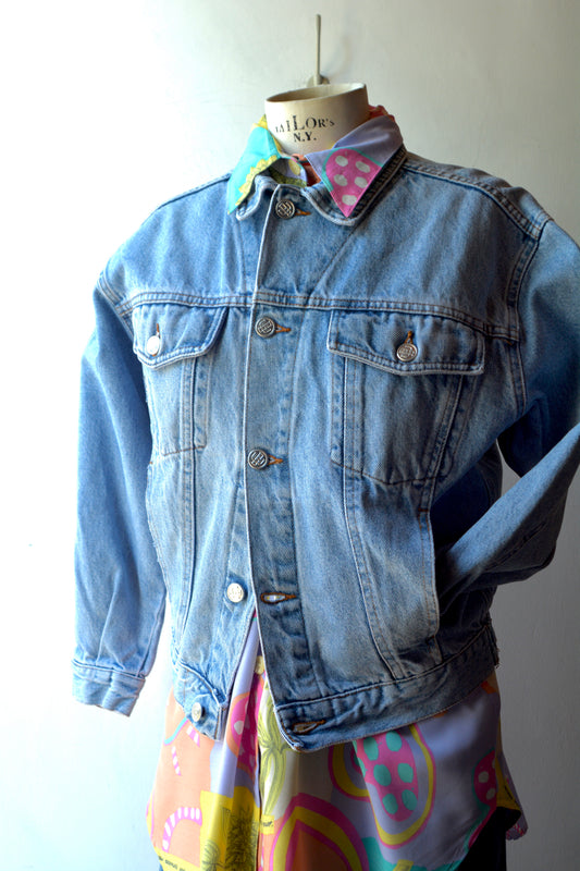Giacca di Jeans Vintage Union Boy Denim Azzurro Lavato Anni '90