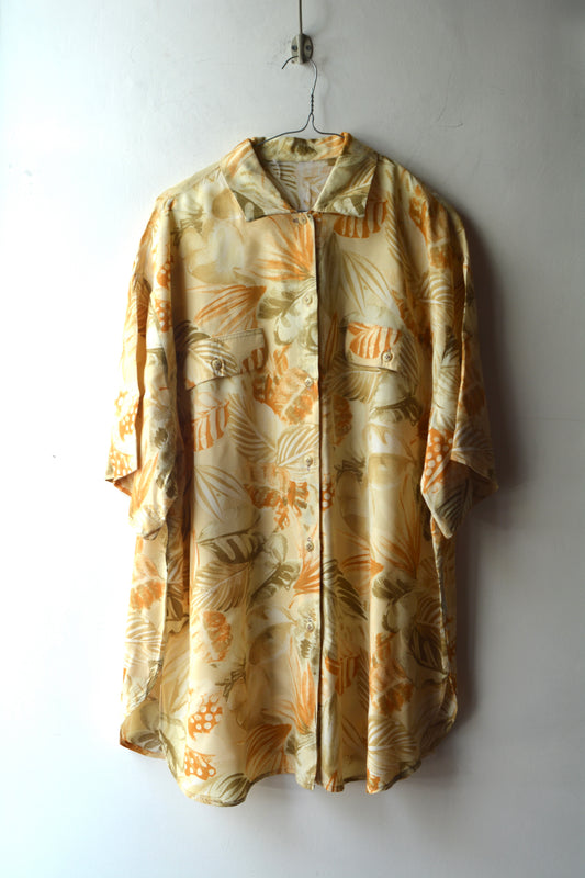 Camicia Oversize Stampa Tropicale — Viscosa Made in Italy