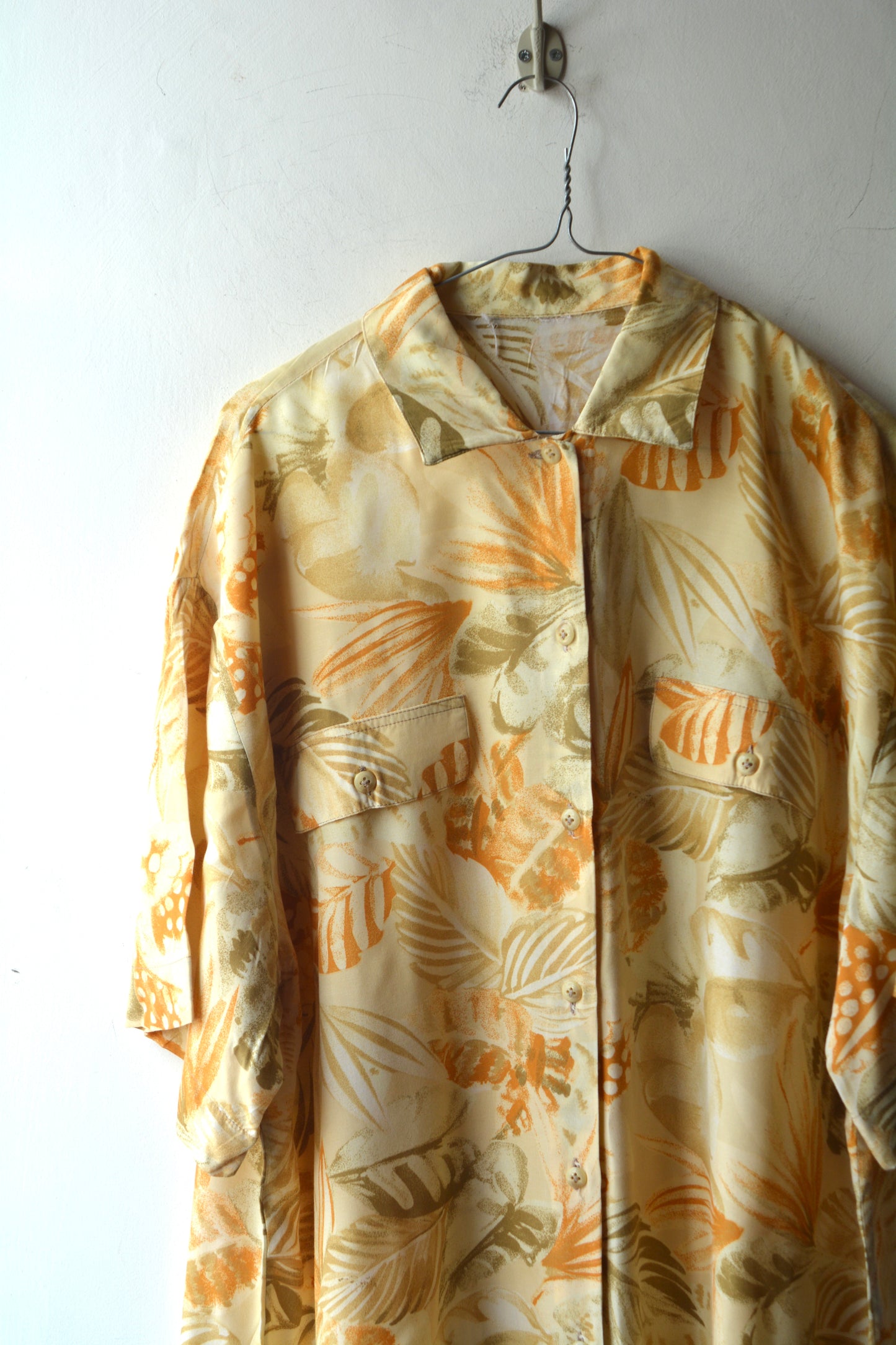 Camicia Oversize Stampa Tropicale — Viscosa Made in Italy