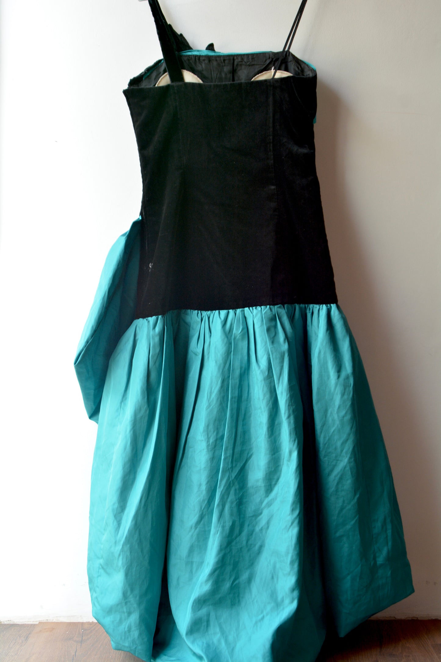 Vintage 80s Party Dress – Black & Teal