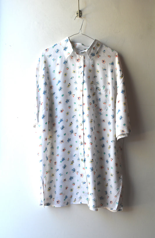 Camicia Abito 100% Viscosa Floreale Acquerello — Donna Taglia 46