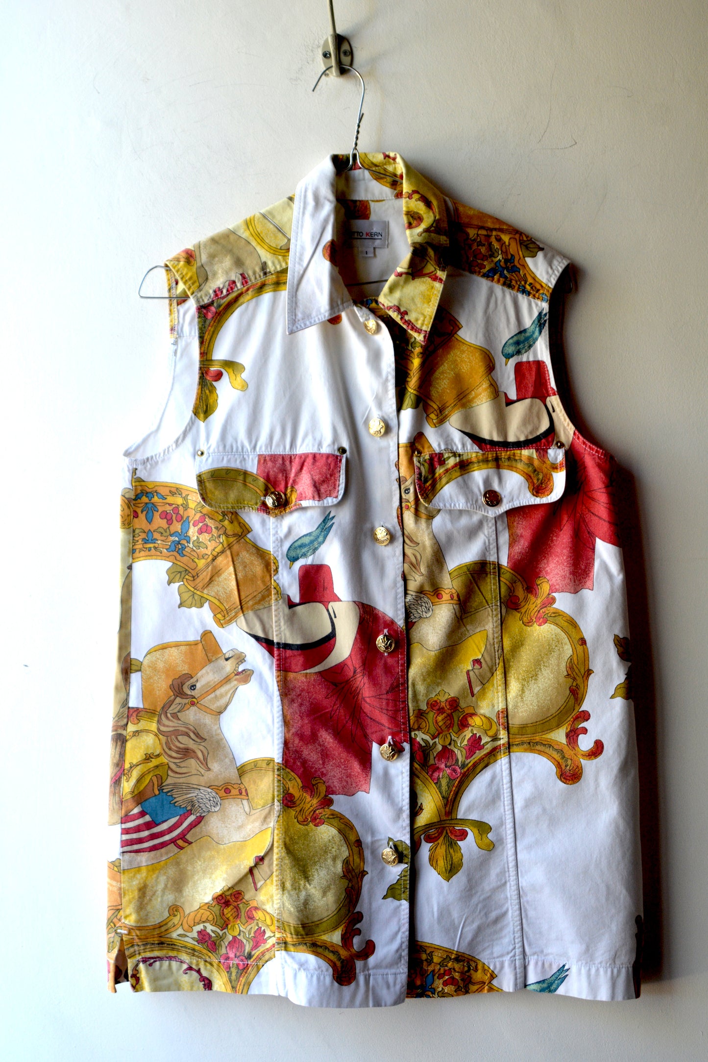 Otto Kern — Gilet Stampa Barocca Cavalli e Specchi Donna Taglia 1 (S)