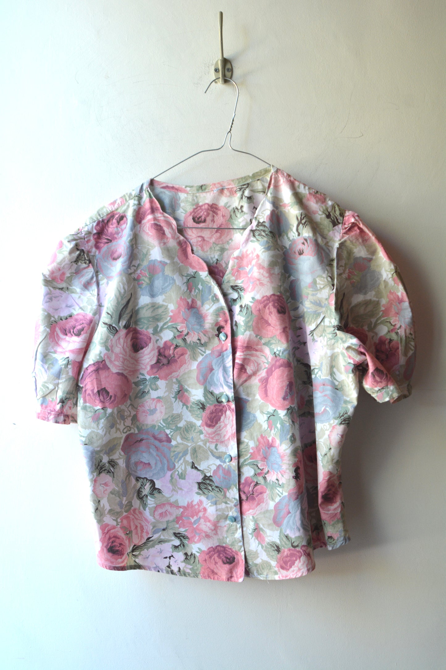 Blusa 100% Viscosa Rose Rosa — Maniche Palloncino Donna Taglia III (42/44 IT) Made in Italy