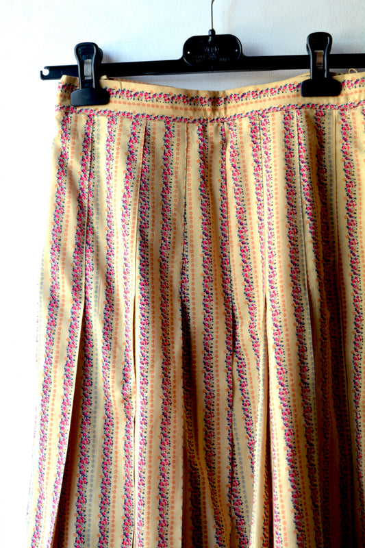 Gonna Midi Plissé Micro-Fiori Ocra — Sartoriale Donna Taglia 40 (IT)