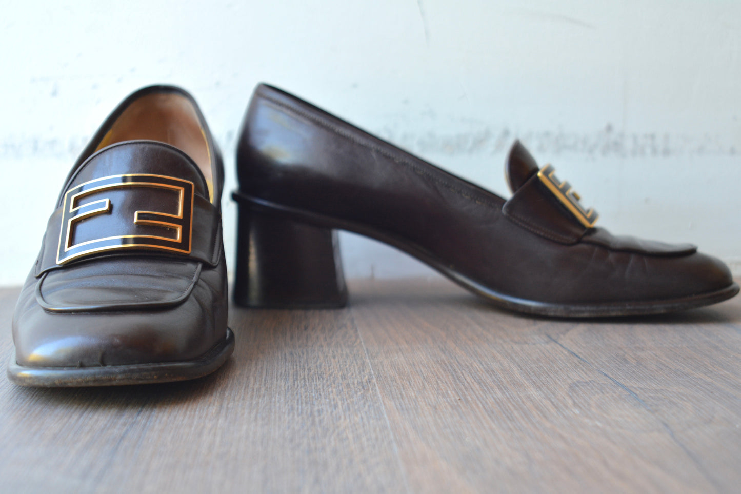 Fendi — Loafer FF Logo Pelle Marrone Donna Taglia 39.5