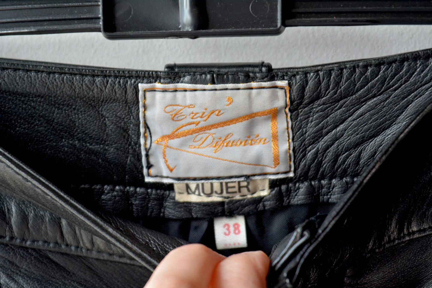 Pantaloni Pelle Nera Trip' Difusión Mujer Wide Leg – Taglia 38 ES / 40 IT / S