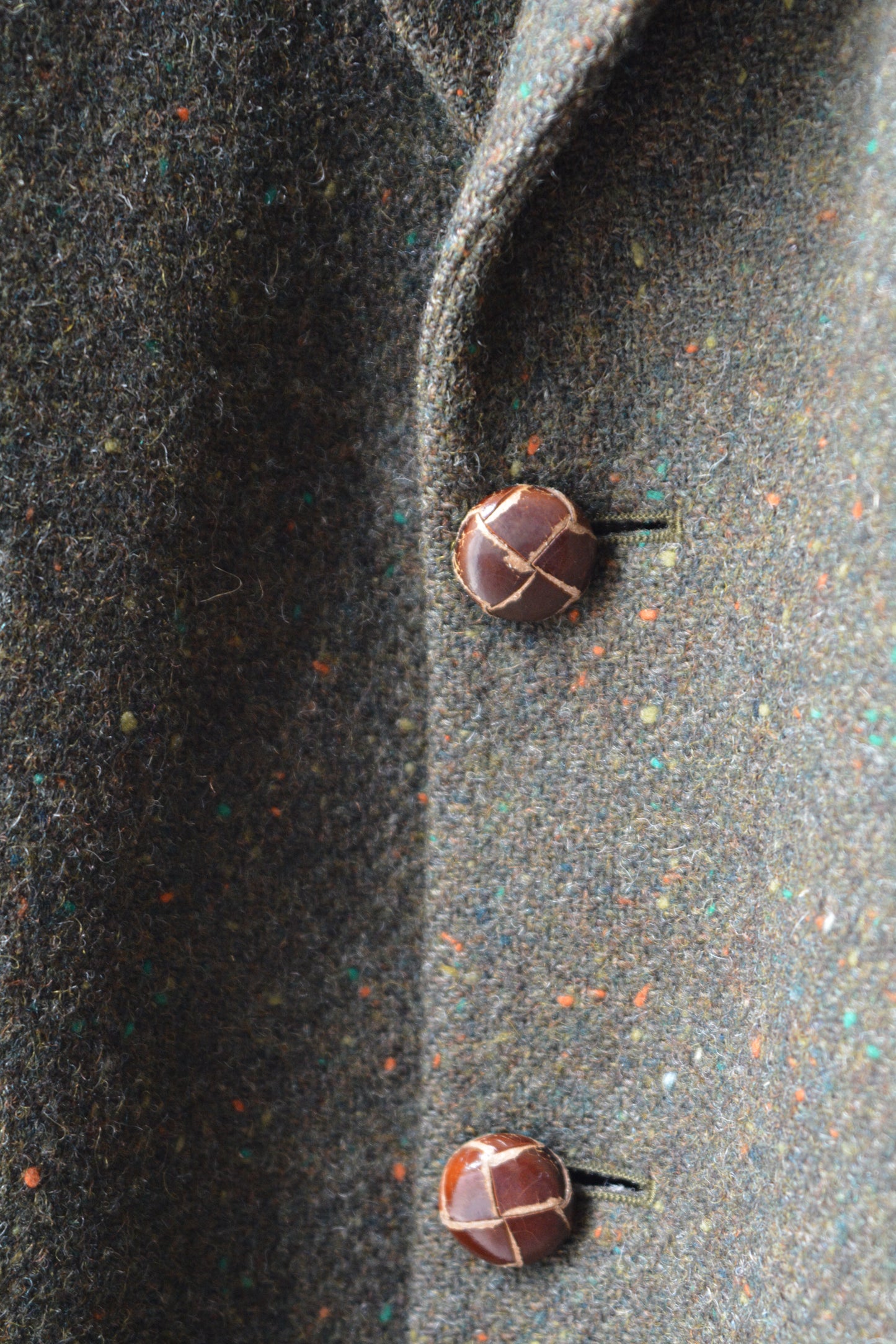 Blazer Tweed Verde Oliva Vintage Anni '60/'70 Toppe ai Gomiti – Taglia 50-52 IT / XL