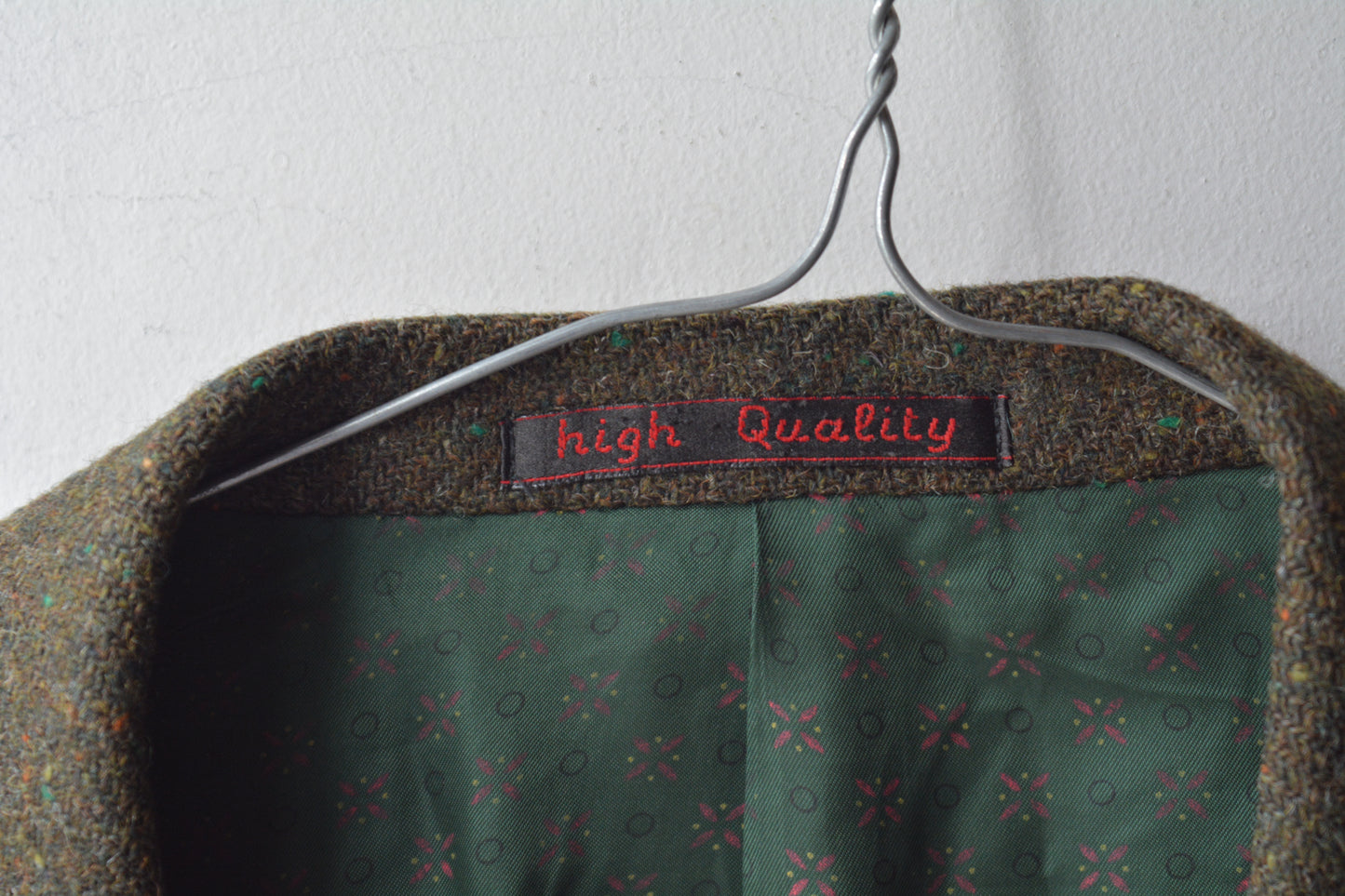Blazer Tweed Verde Oliva Vintage Anni '60/'70 Toppe ai Gomiti – Taglia 50-52 IT / XL
