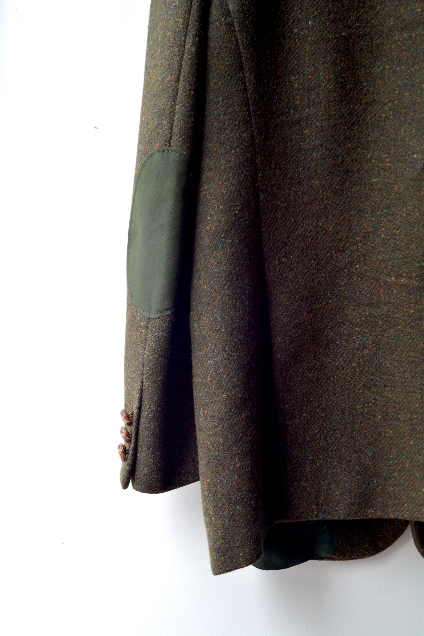 Blazer Tweed Verde Oliva Vintage Anni '60/'70 Toppe ai Gomiti – Taglia 50-52 IT / XL
