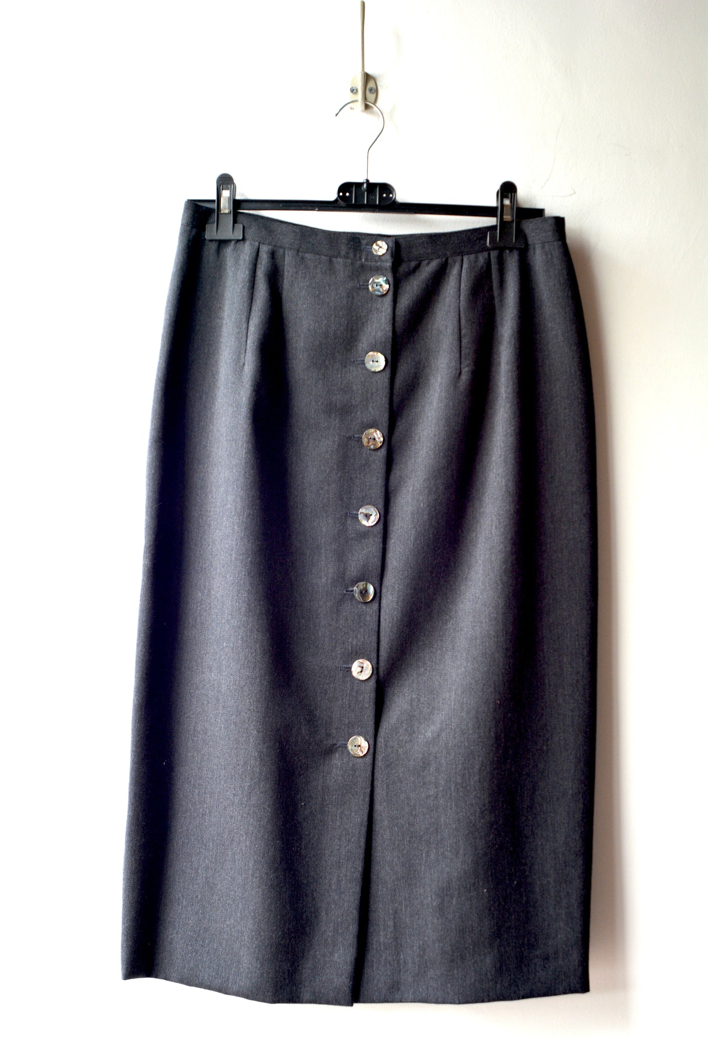 Gonna Midi Grigia Vintage – Altamoda Pura Lana Bottoni Madreperla
