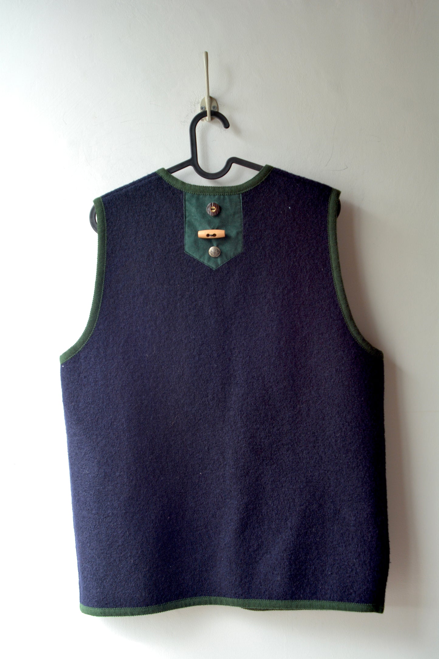 Gilet Tracht Tirolese Tyrol Style Lana Navy Verde – Taglia 44-46 IT / S-M