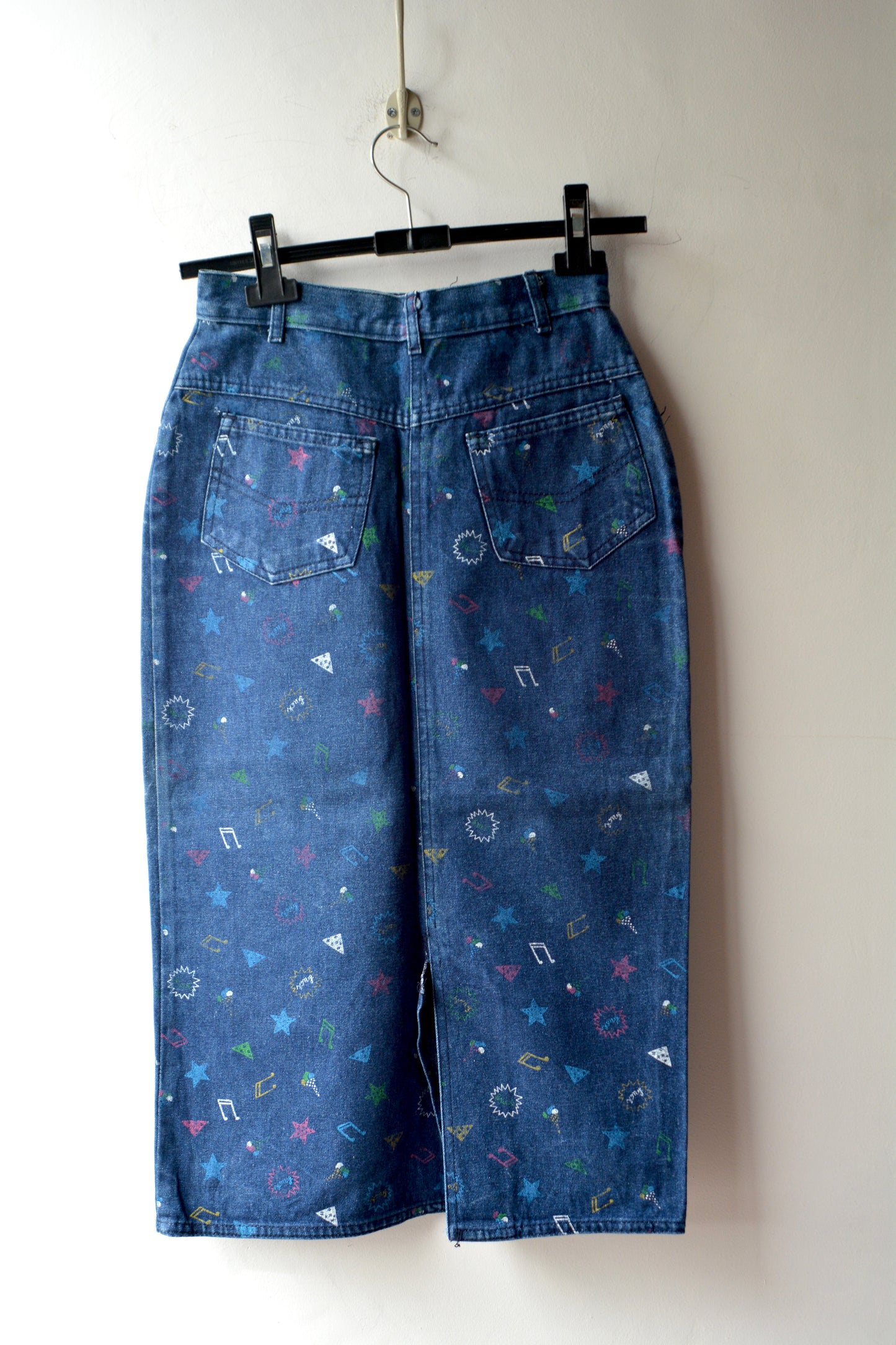 Gonna Midi Denim Watergate Stampa Allover Anni '80 – Taglia 40 IT / S