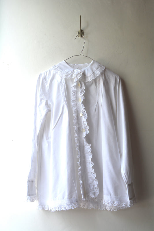 Camicia Vittoriana Bianca con Pizzo Sangallo – Vintage