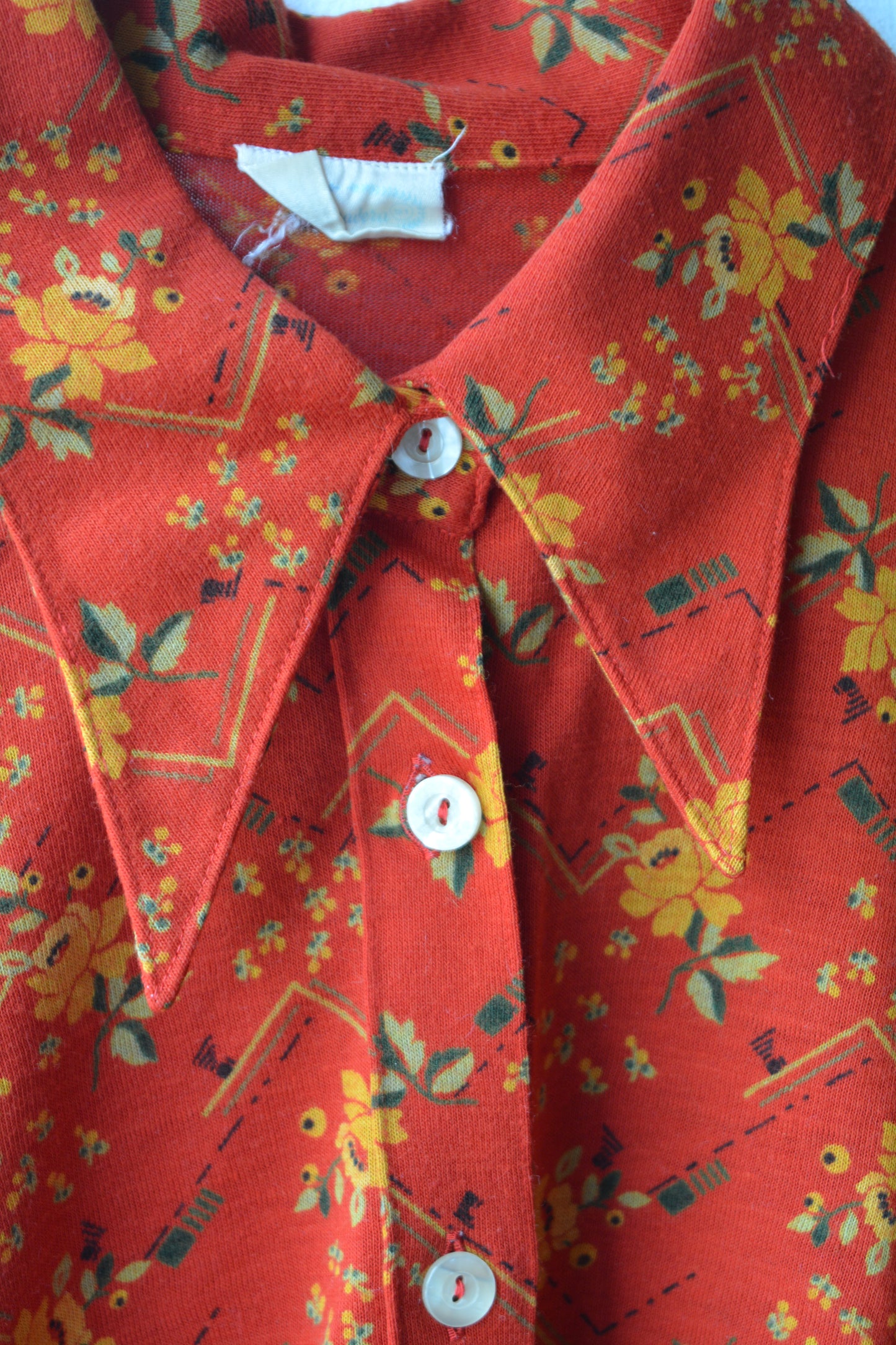 Camicia Vintage Anni '70 Floreale Rosso Fuoco – Made in Italy
