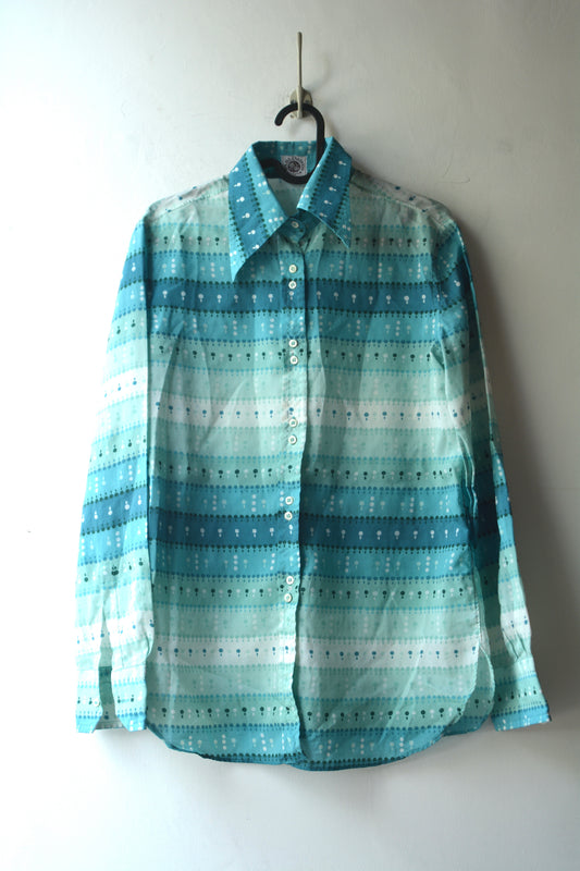 Darlington Shirts – Camicia Vintage Anni '70 Stampa Grafica Turchese