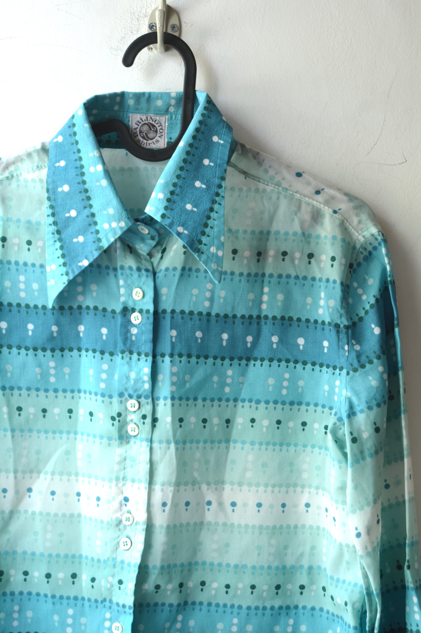 Darlington Shirts – Camicia Vintage Anni '70 Stampa Grafica Turchese