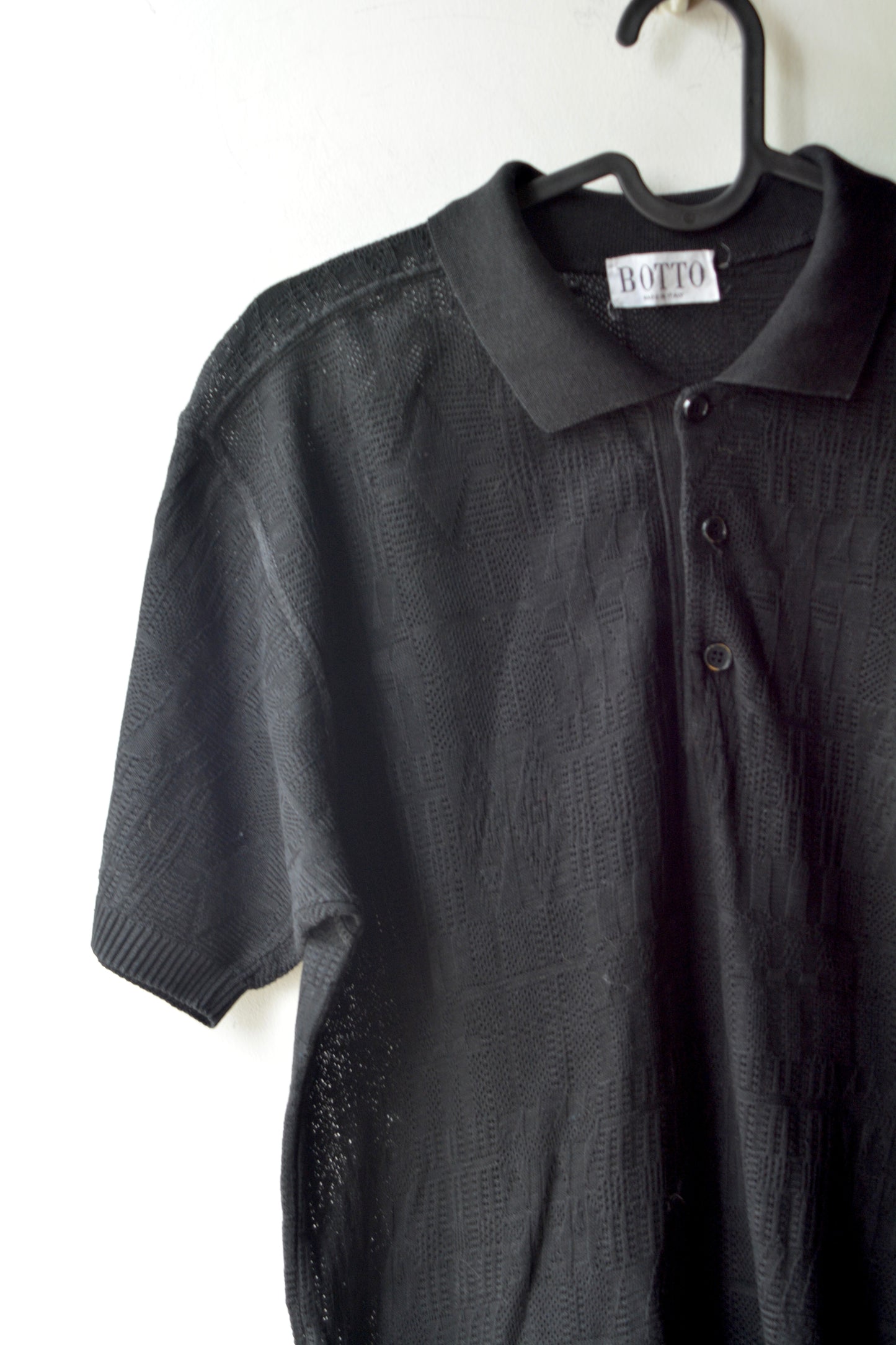 Polo Vintage Botto Maglia Nera Jacquard
