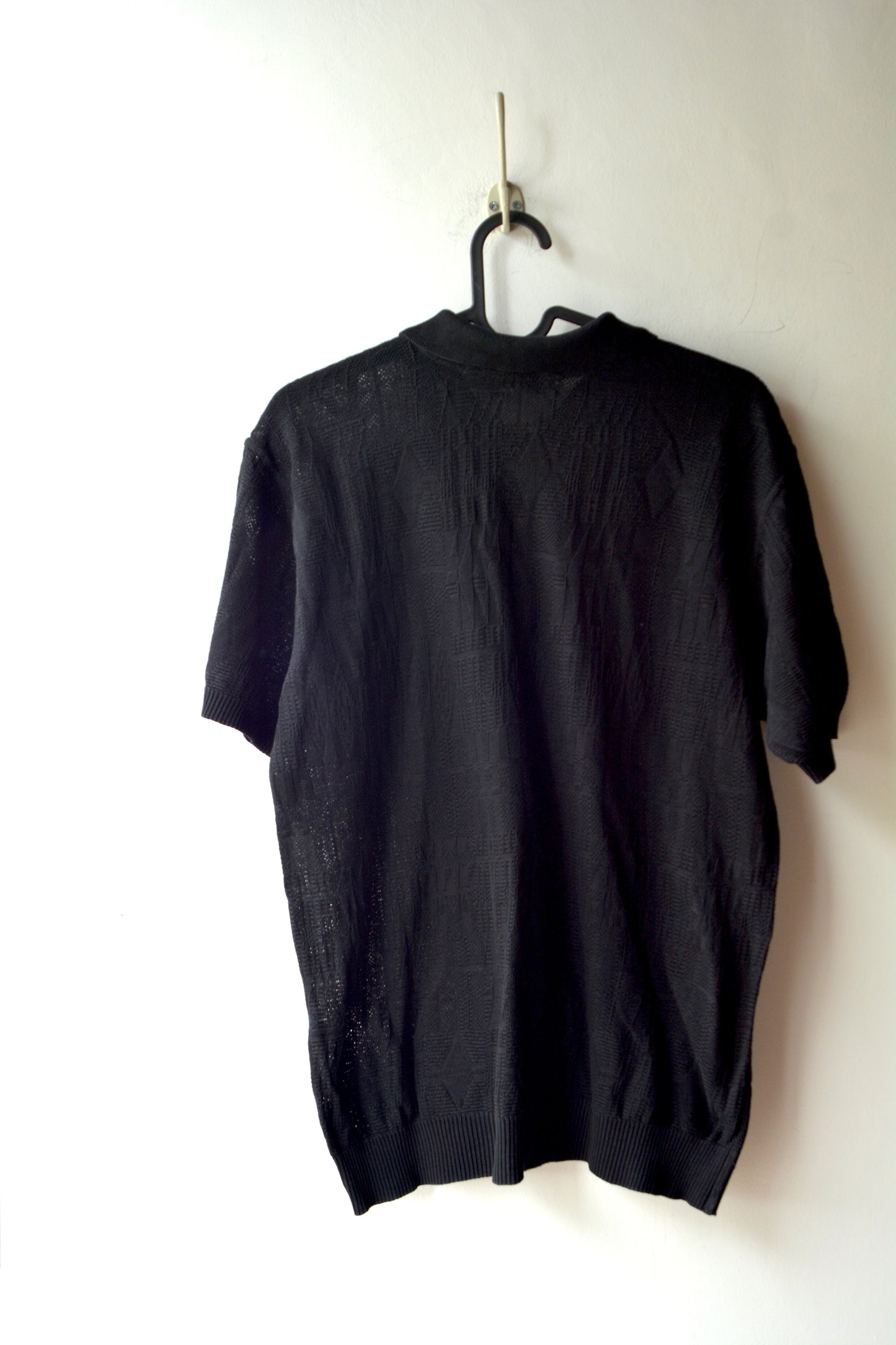 Polo Vintage Botto Maglia Nera Jacquard