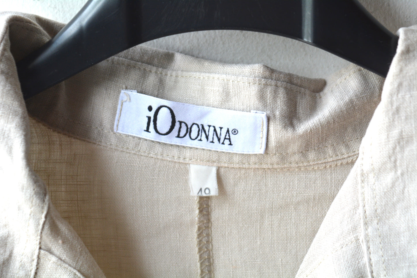 iO Donna — Camicia Lino Sabbia Ricamo Barocco Champagne