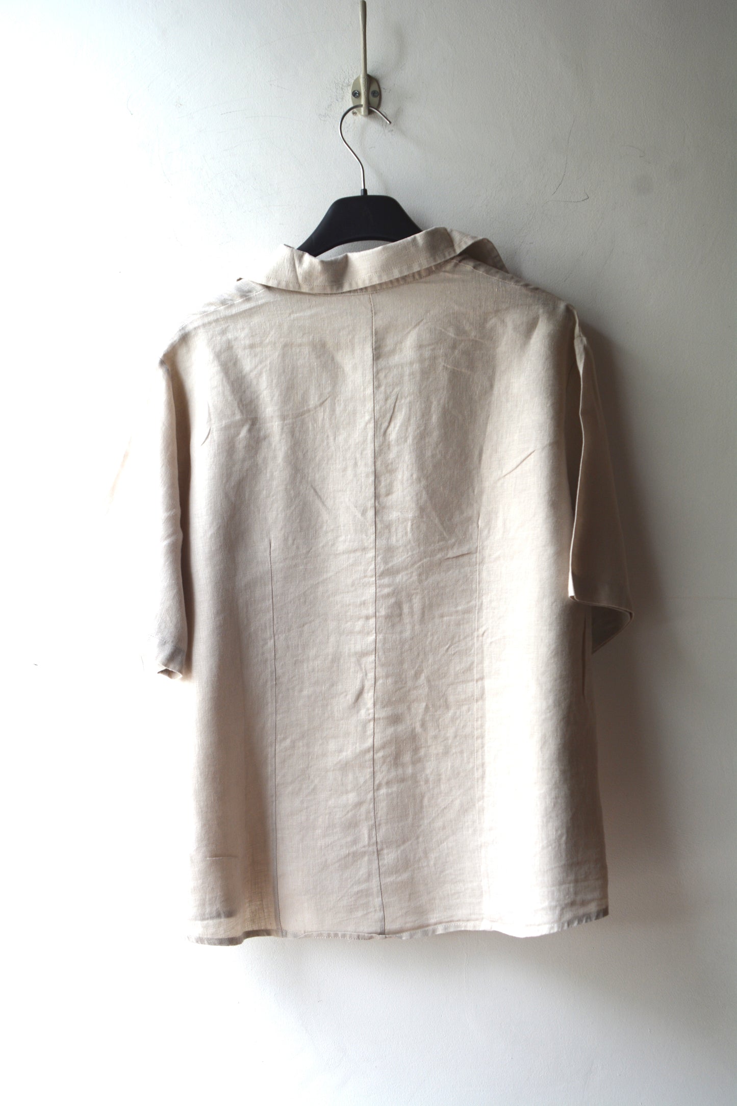 iO Donna — Camicia Lino Sabbia Ricamo Barocco Champagne
