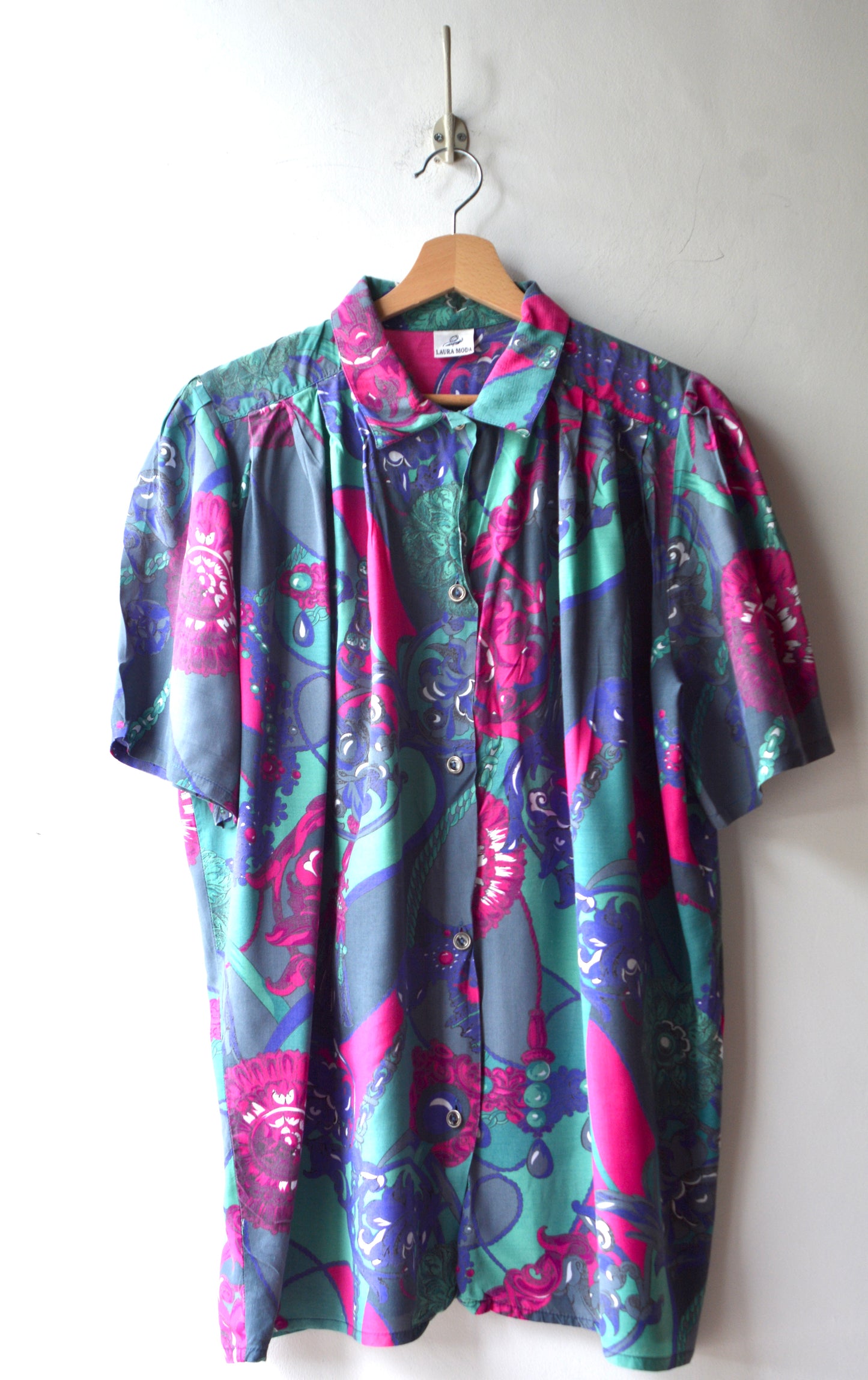 Laura Moda Vintage Camicia Paisley Floreale — Anni '80