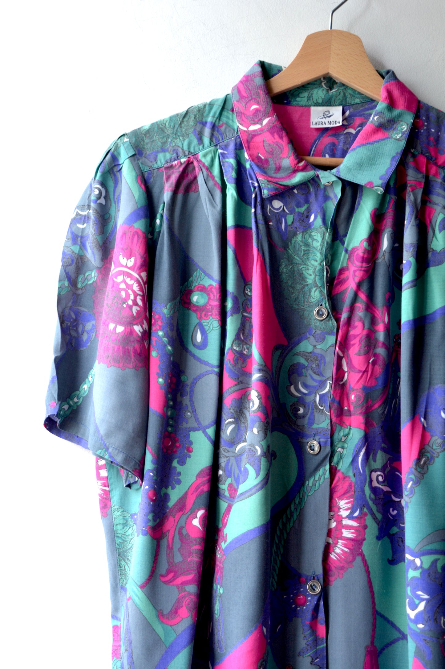 Laura Moda Vintage Camicia Paisley Floreale — Anni '80