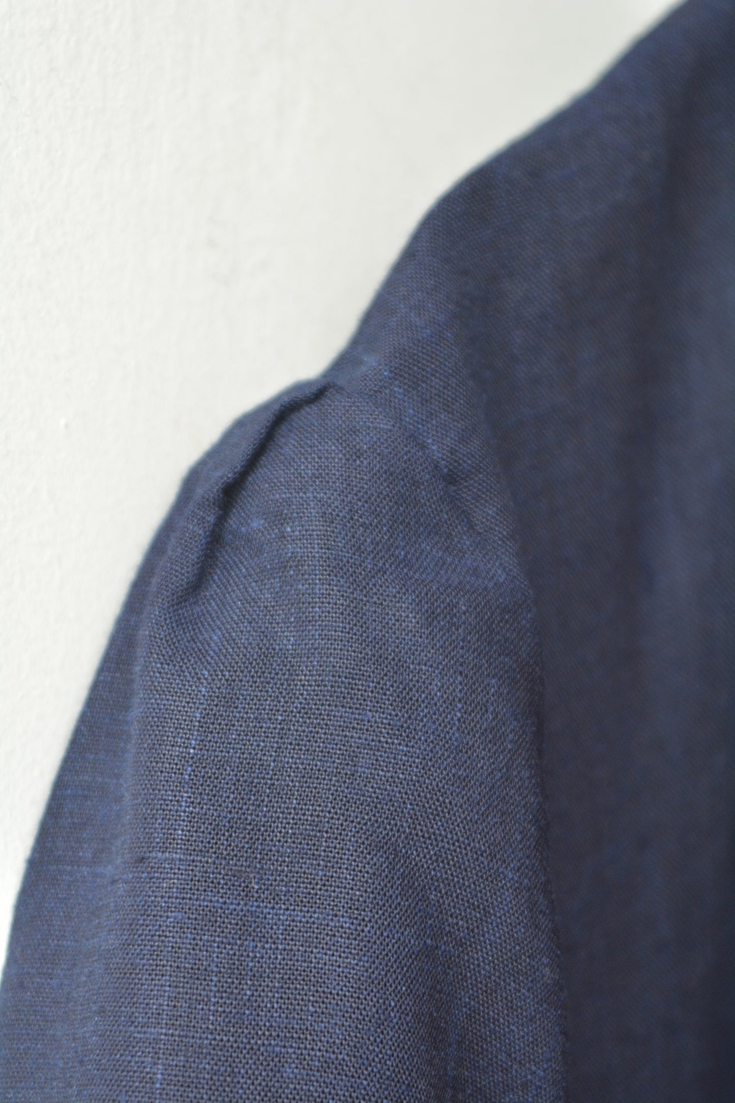 Abito Chemisier Vintage Lino Navy — Doppio Petto Ricamo Oro