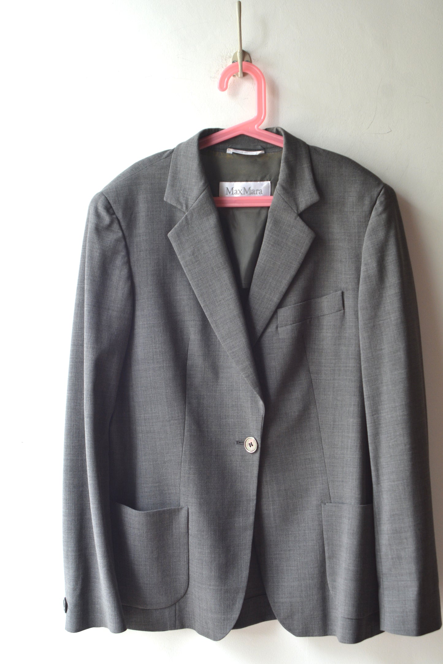 Max Mara — Tailleur Vintage Grigio Melange Giacca + Gonna