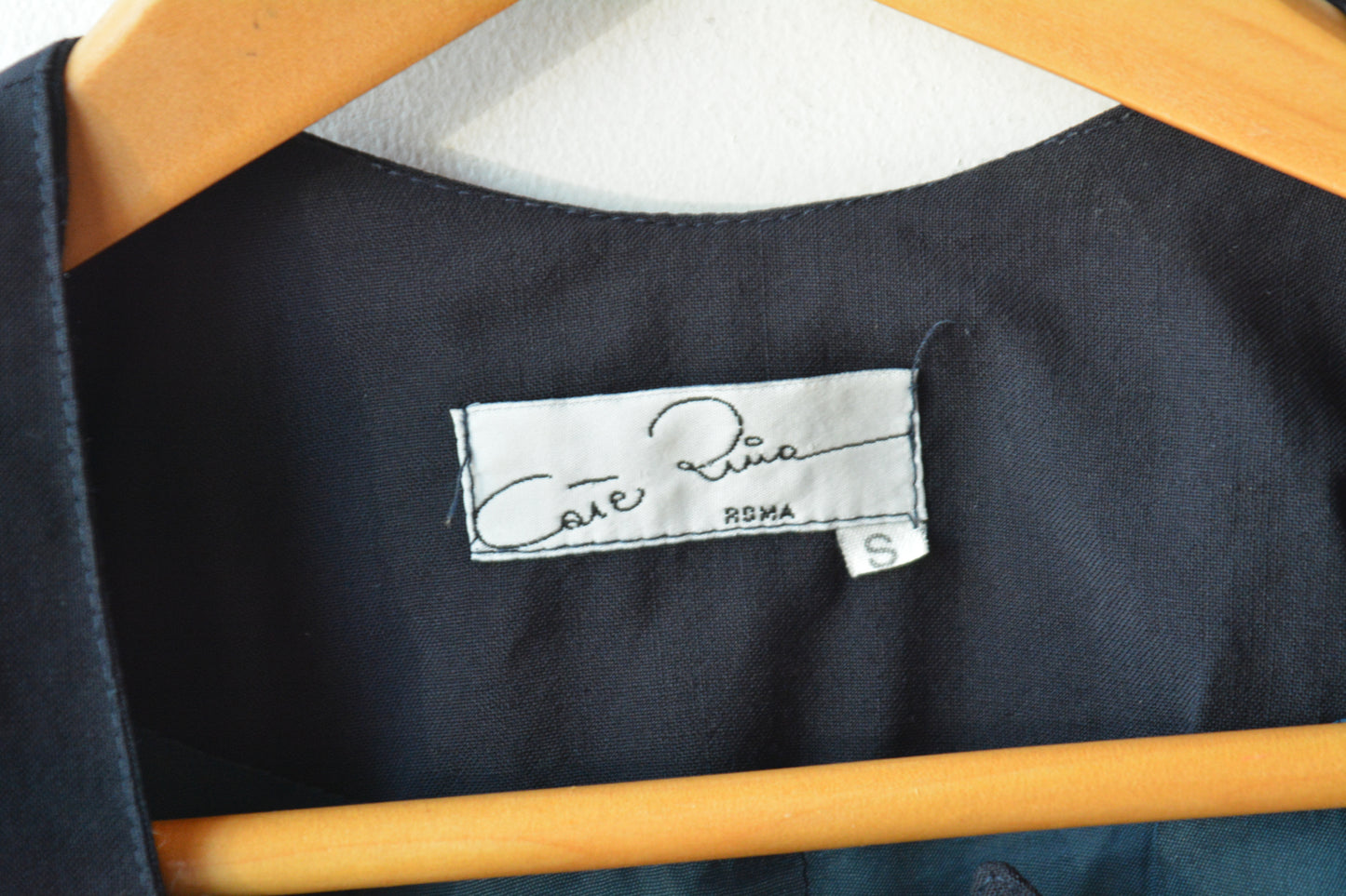 Giacca Vintage Cate Rina Roma 100% Lana Blu Navy – Taglia S