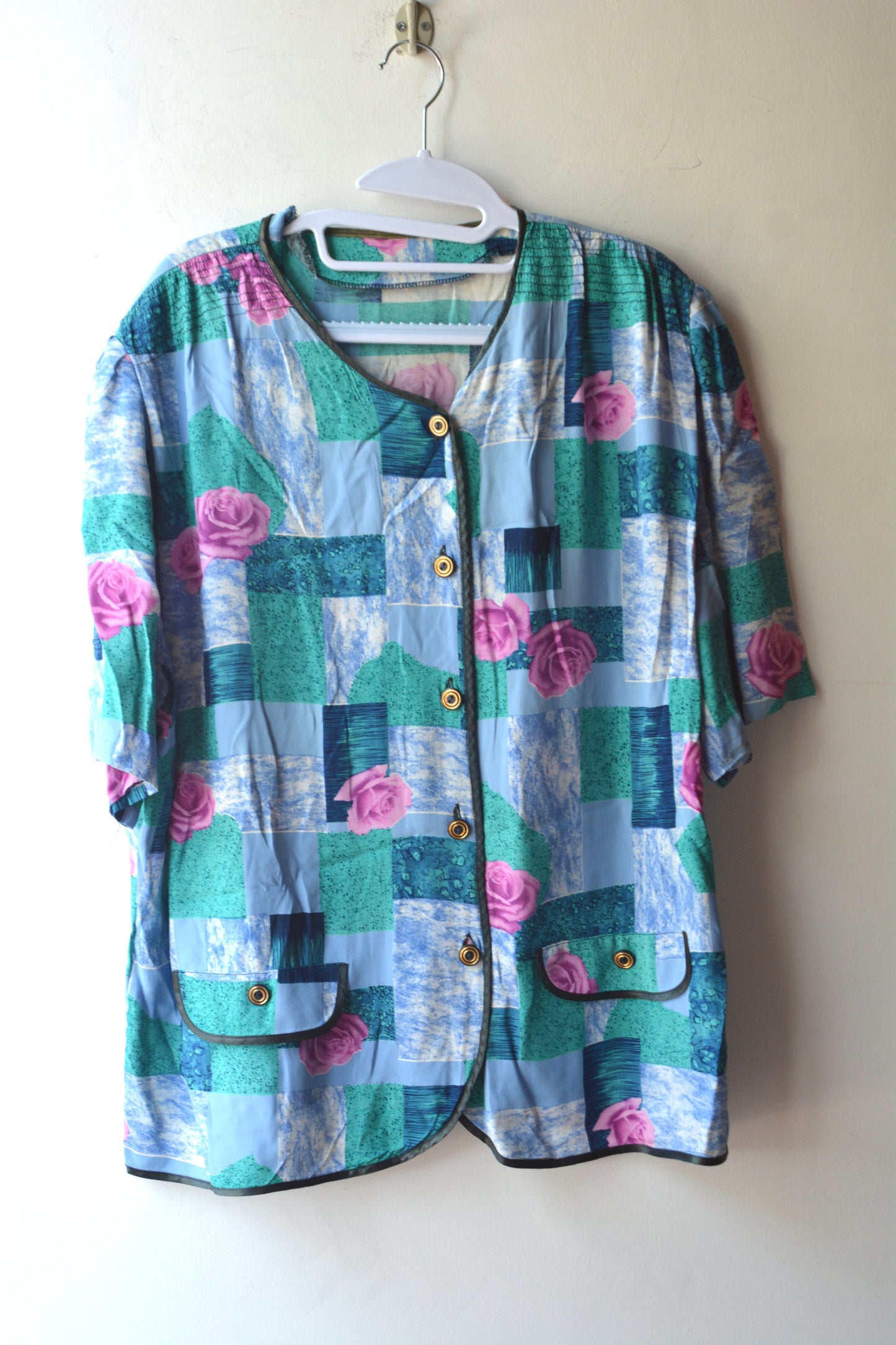 Blusa Vintage Viscosa Rose Patchwork Made in Italy