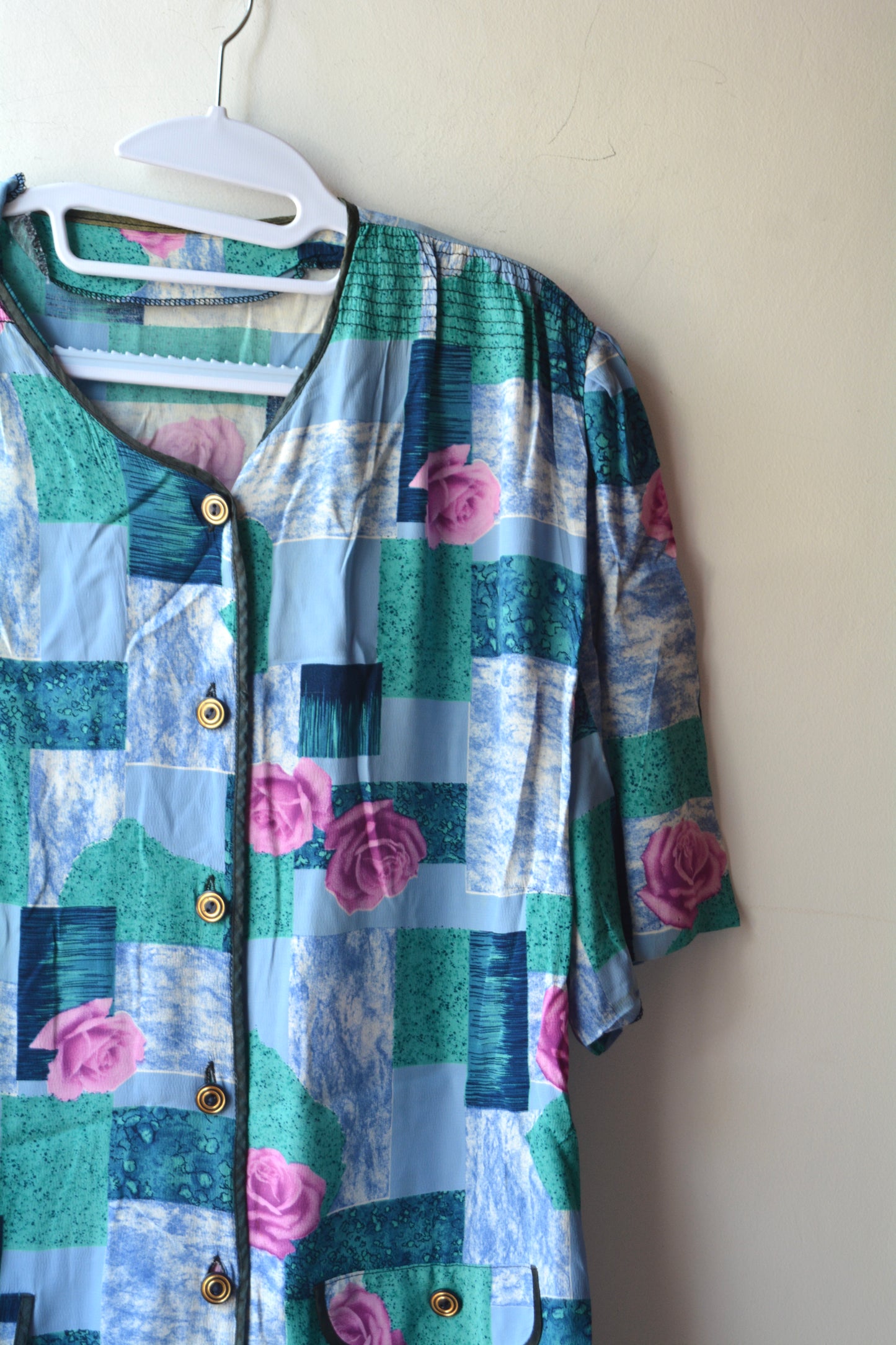 Blusa Vintage Viscosa Rose Patchwork Made in Italy