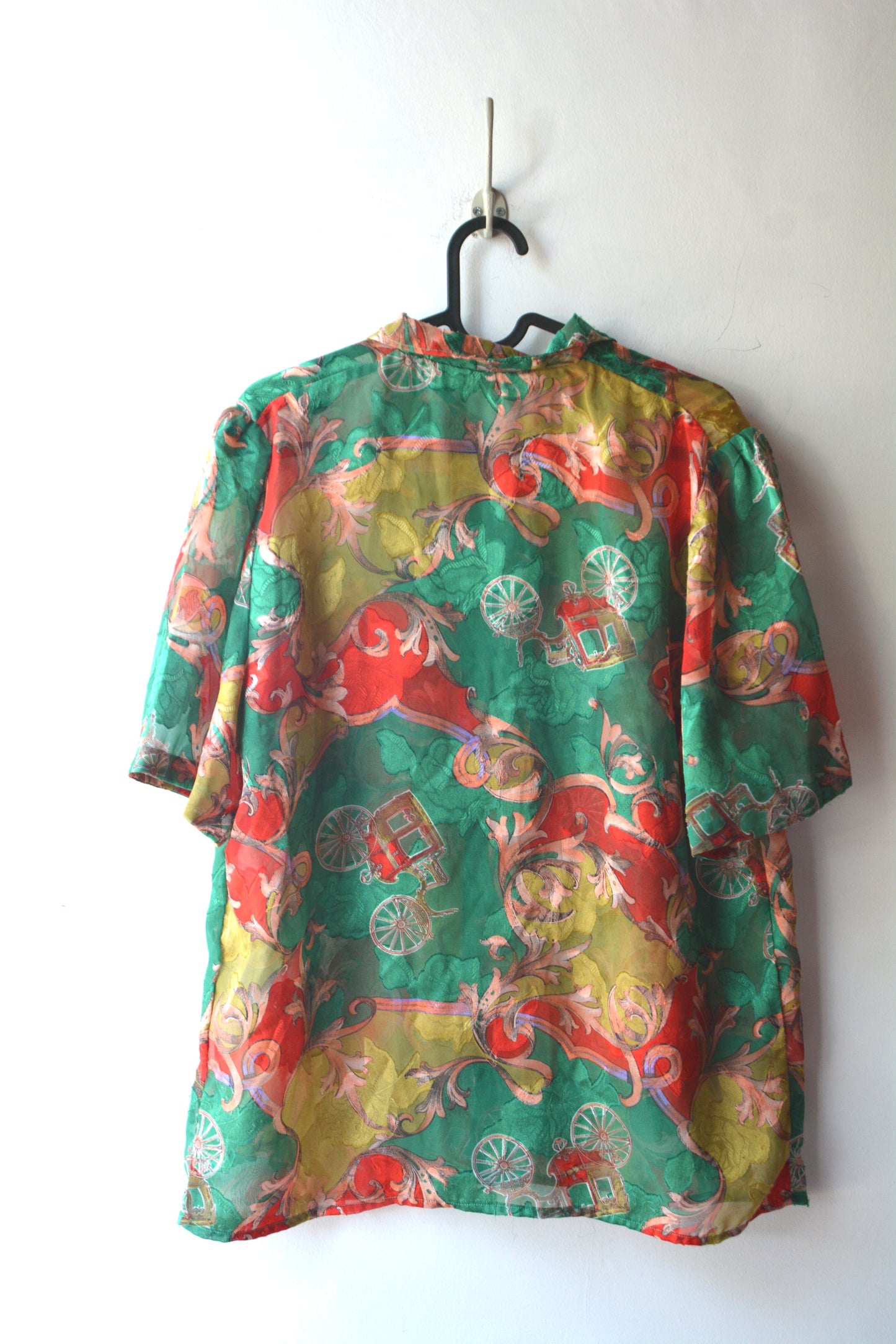 Camicia Vintage Barocca Stampa Carrozze – Seta/Viscosa – Taglia M