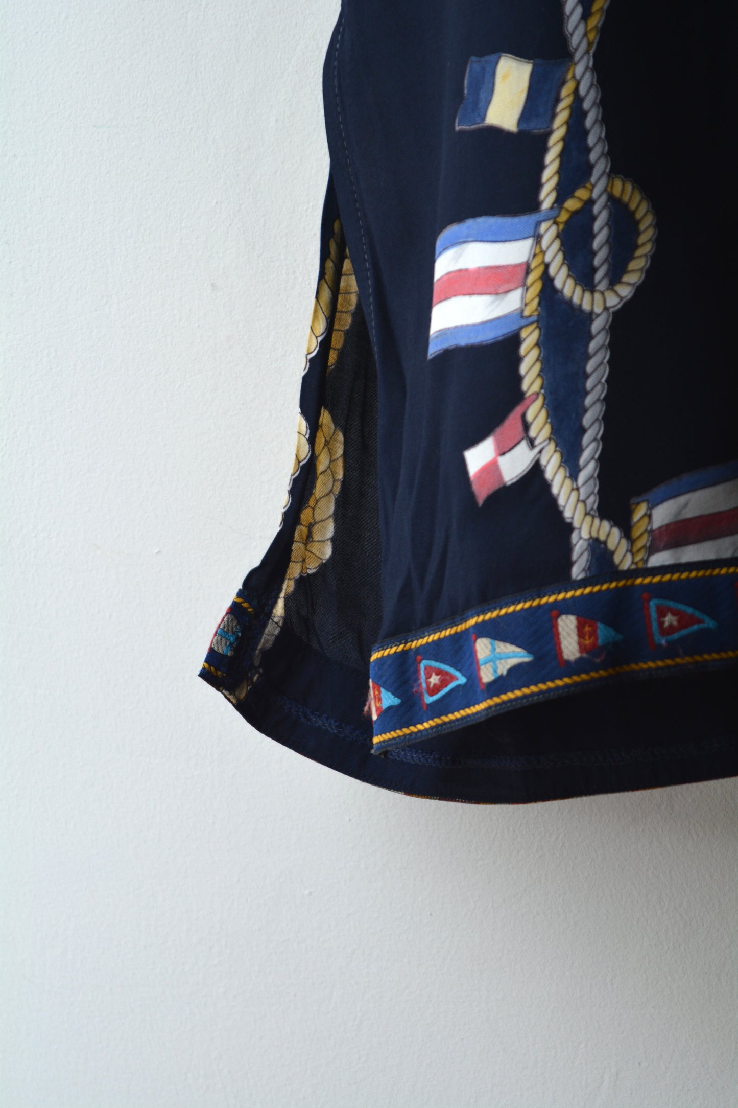 Camicia Vintage Nautica Stampa Vele e Bandiere Navy