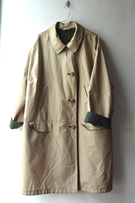 Giacca Vintage Schneiders Salzburg Cotone Lino Beige Fodera Verde