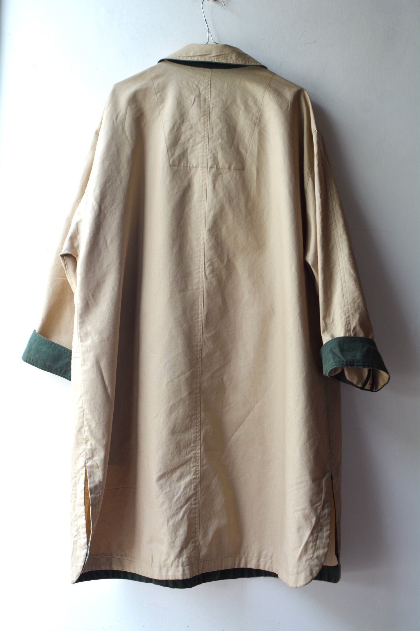 Giacca Vintage Schneiders Salzburg Cotone Lino Beige Fodera Verde