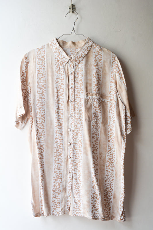 Camicia Vintage Floreale Beige — Manica Corta