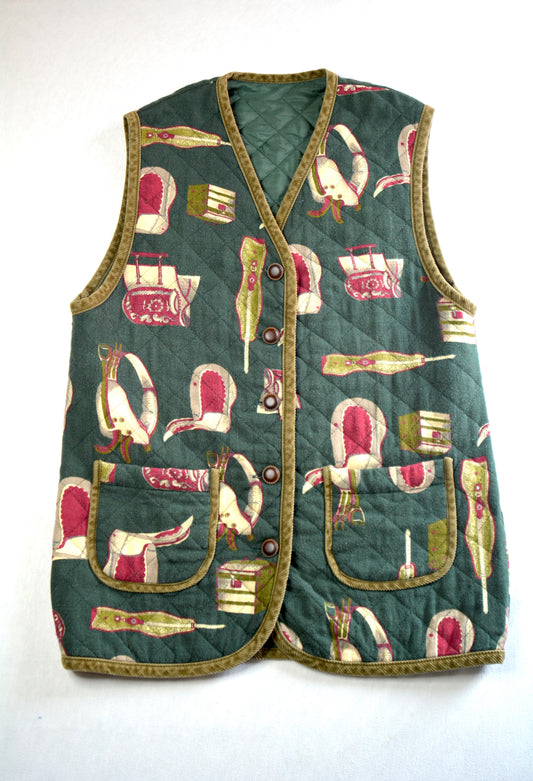 Gilet Trapuntato Vintage Fantasia Equestre