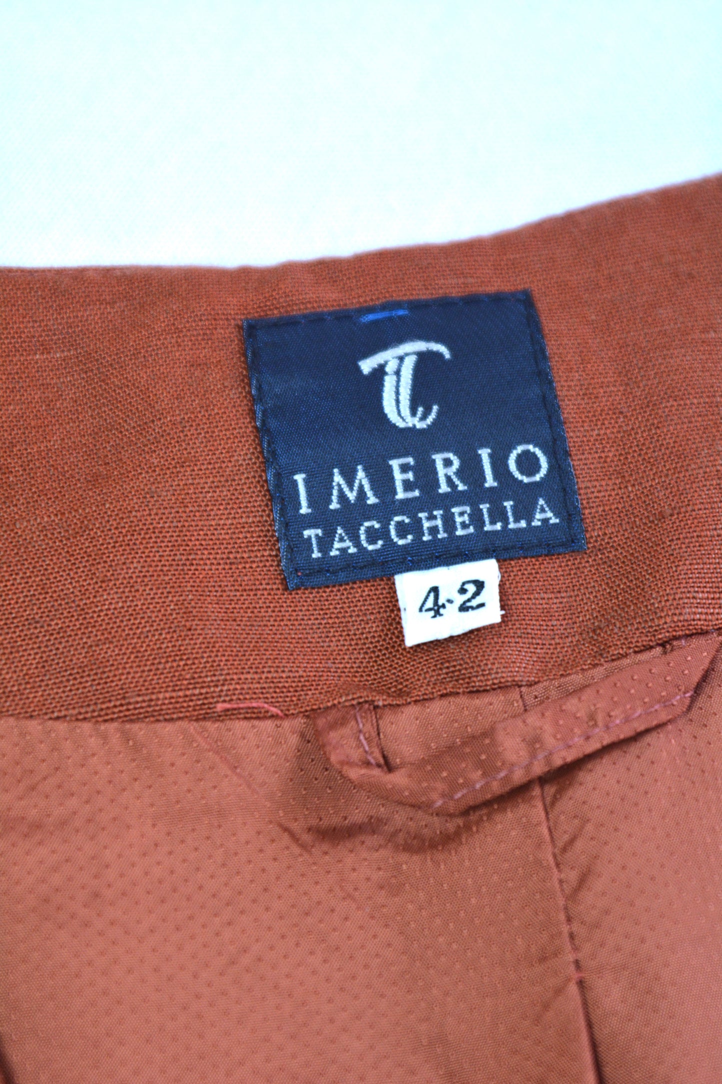 Blazer Vintage Imerio Tacchella Terracotta Lino Viscosa Scollo V Taglia 42 Made in Italy