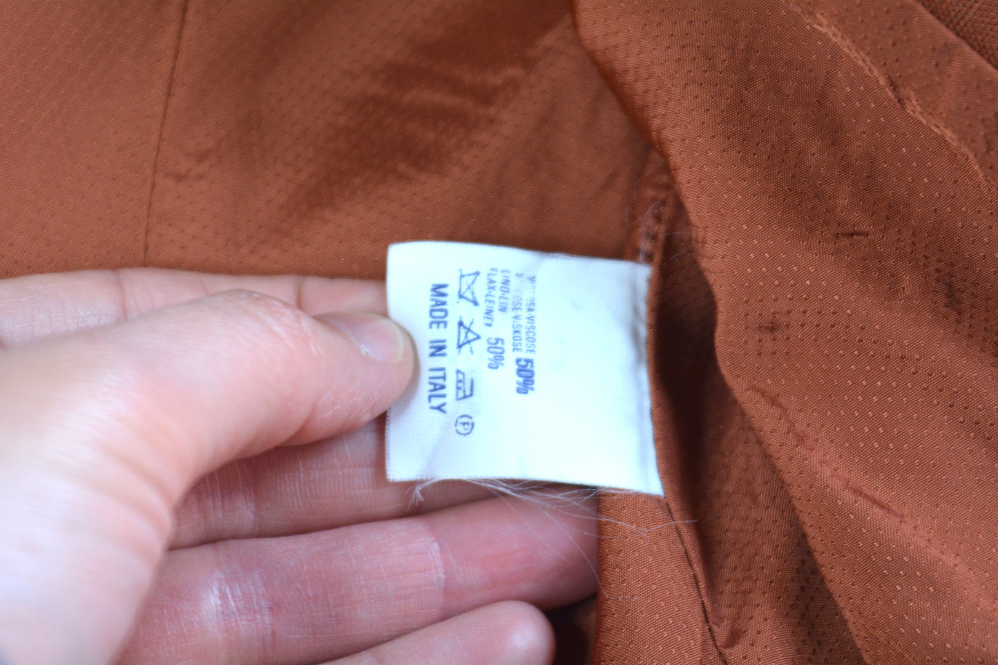 Blazer Vintage Imerio Tacchella Terracotta Lino Viscosa Scollo V Taglia 42 Made in Italy