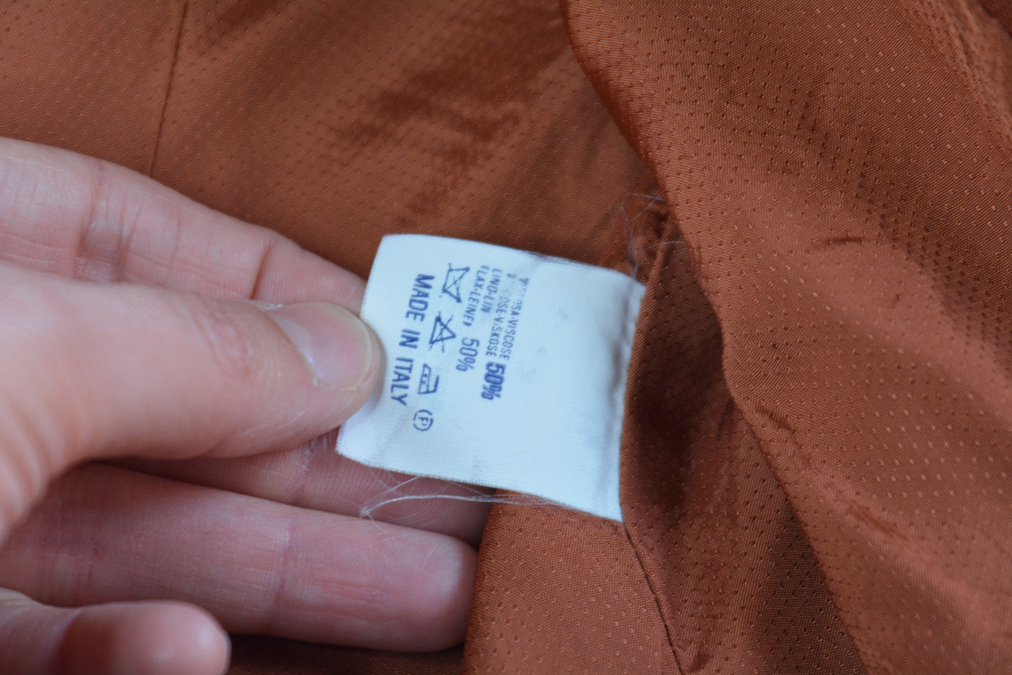 Blazer Vintage Imerio Tacchella Terracotta Lino Viscosa Scollo V Taglia 42 Made in Italy