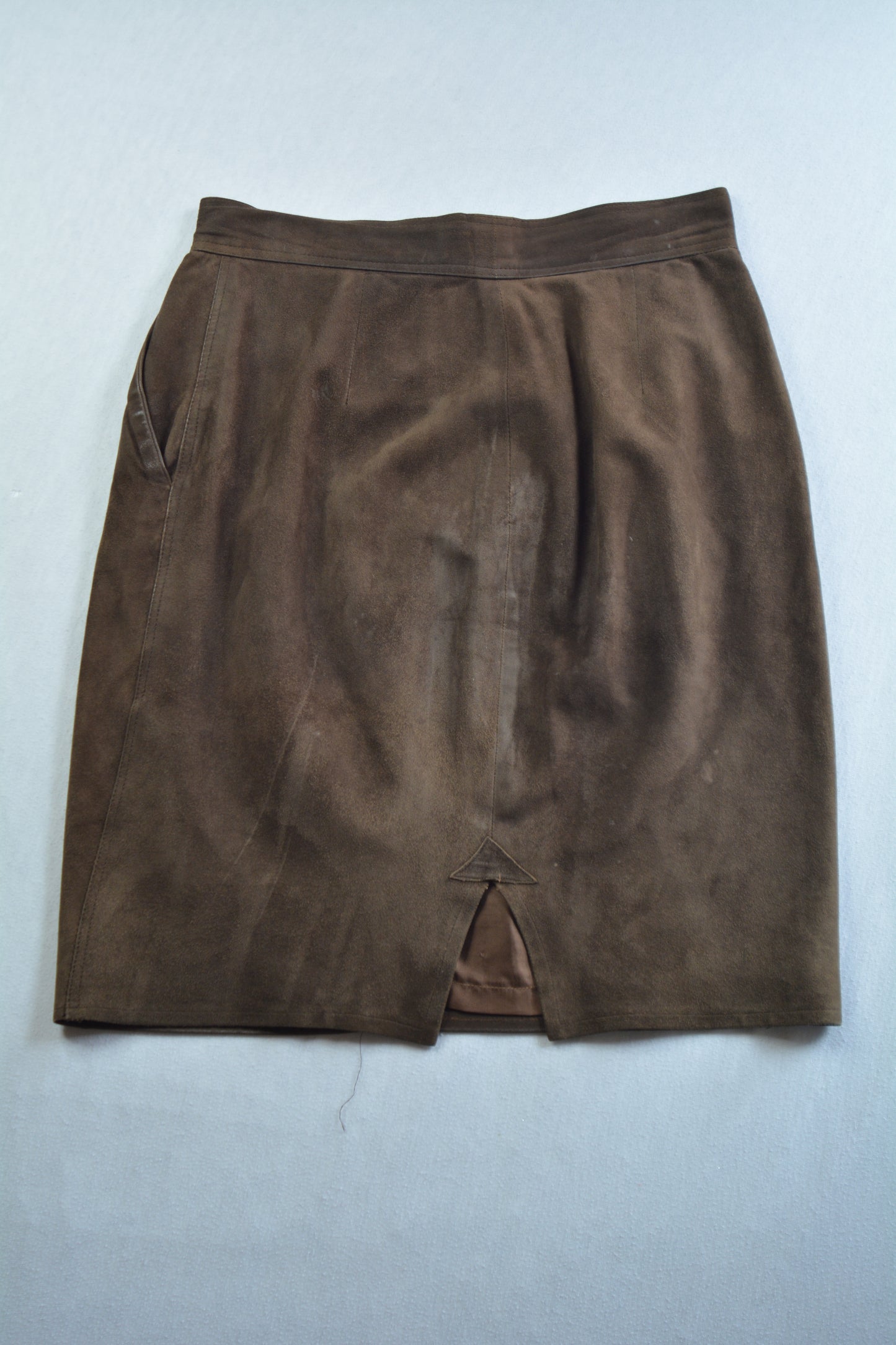 Fendi Roma – Gonna in Vera Pelle Scamosciata Marrone Taglia 42