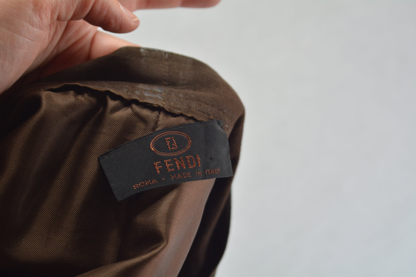 Fendi Roma – Gonna in Vera Pelle Scamosciata Marrone Taglia 42