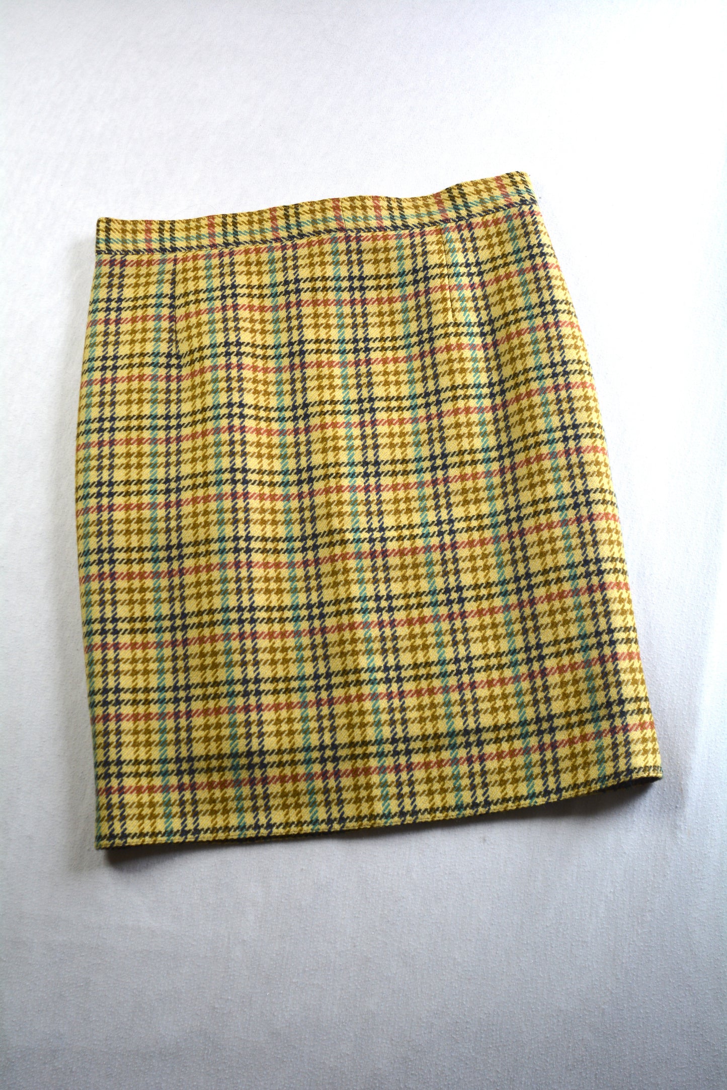 Gonna Vintage Tweed Pied-de-Poule Giallo Senape Taglia M