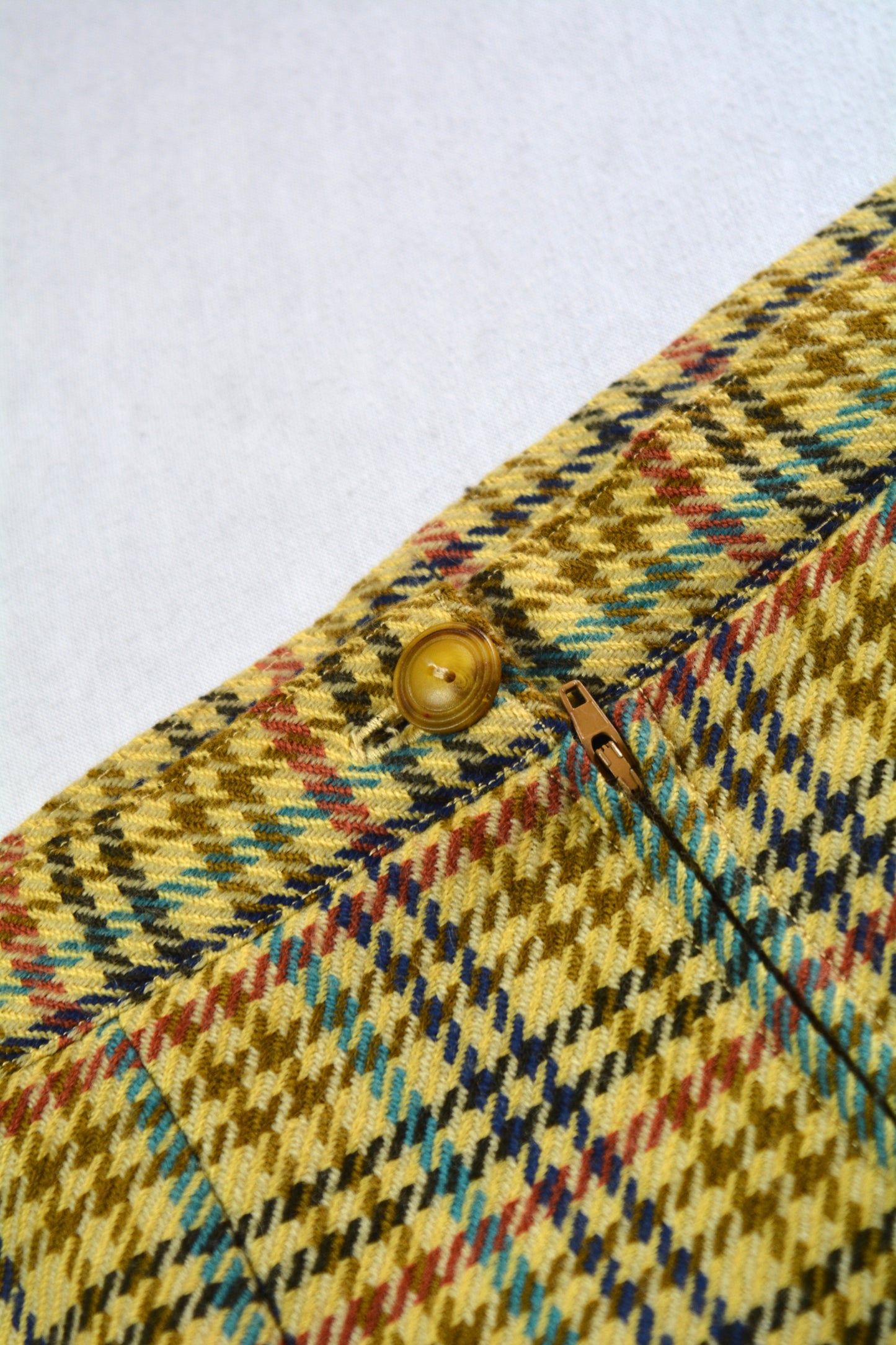 Gonna Vintage Tweed Pied-de-Poule Giallo Senape Taglia M