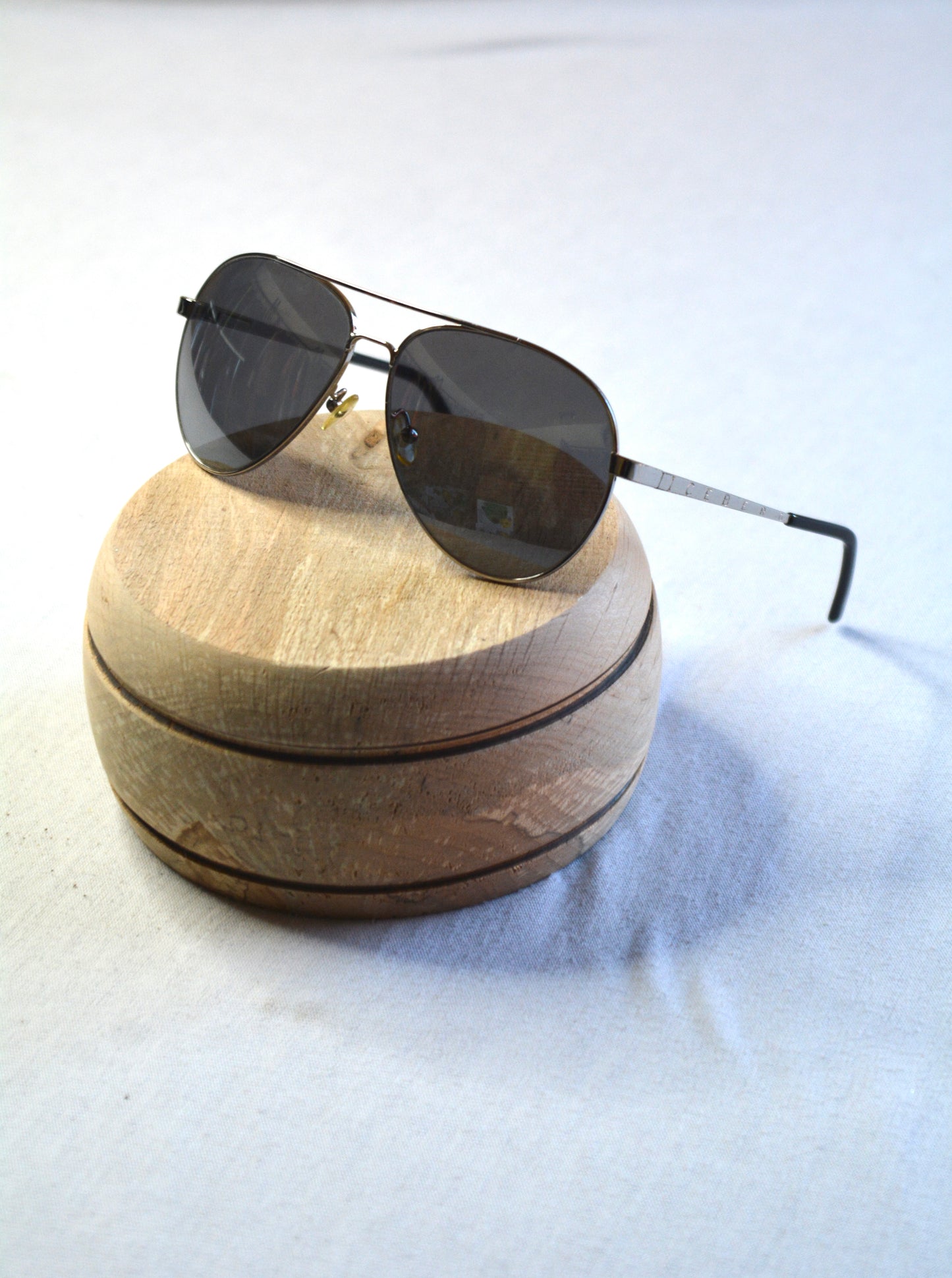 Iceberg — Occhiali da Sole Aviator Vintage Argentati Lenti Grigio Nero